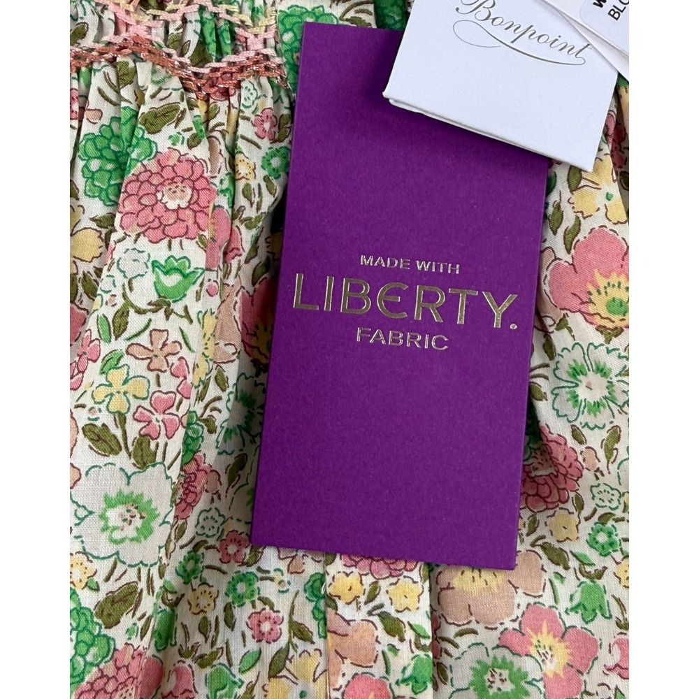 Bonpoint Liberty Floral Smocked Blouse Girls Size 14A Petal Embroidered Cotton - Picture 14 of 14